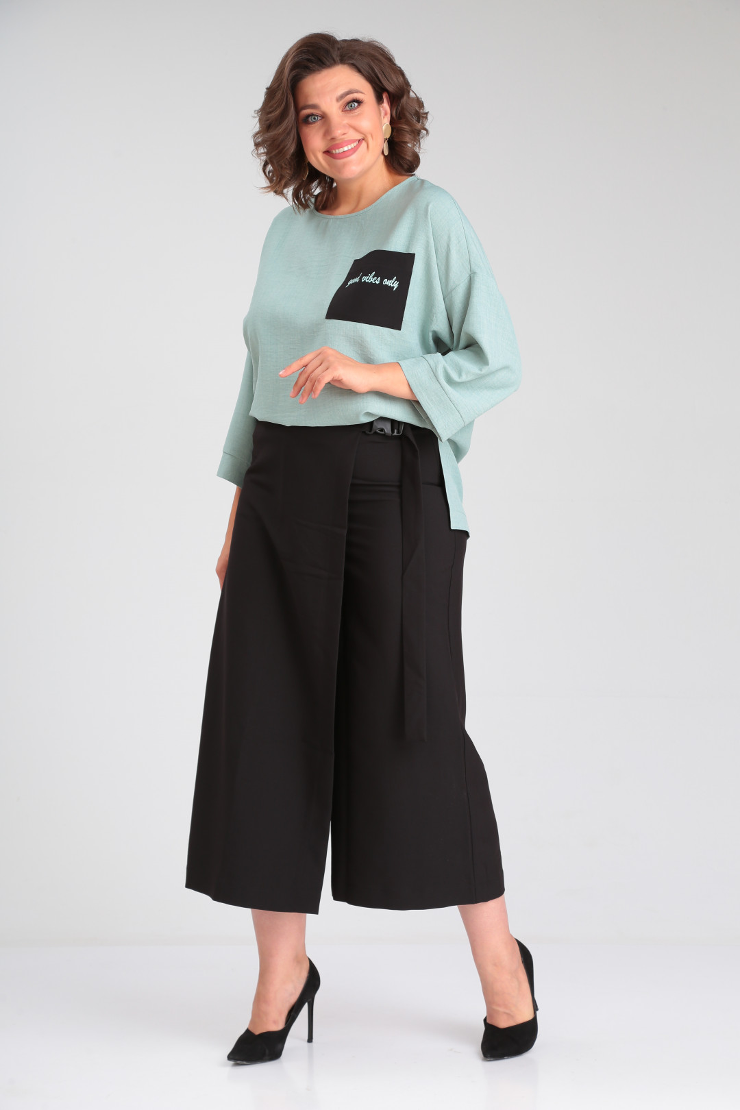 Костюм Мишель Шик 1349 мятный, черный - фото 1